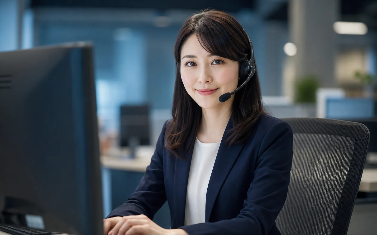 よくある質問に対応する日本人女性